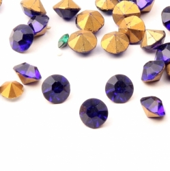 Lot (50) Czech antique foiled cobalt blue glass rhinestones