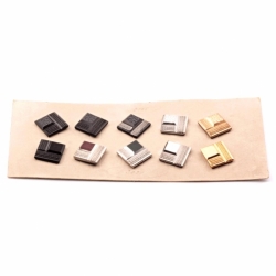 Sample card (10) 20mm Czech 1920's Art Deco metallic square black glass buttons