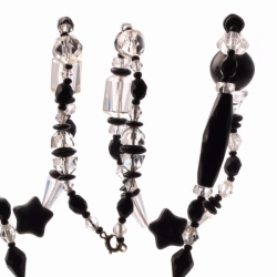 Vintage Czech statement necklace clear black amethyst Art Deco glass beads
