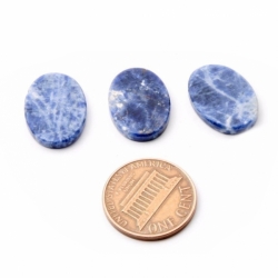 Lot (3) 18x13mm Austrian D.S vintage flat oval blue sodalite gemstones