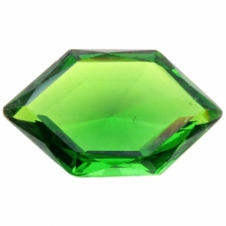 Antique Czech 34mm green hand faceted hexagon glass rhinestone