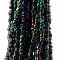 Hank (1800) Czech vintage rainbow iris metallic faceted seed glass beads 17bpi