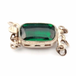 Vintage Czech 3 strand green glass rhinestone necklace clasp closer