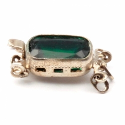 Vintage Czech 3 strand green glass rhinestone necklace clasp closer