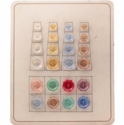 Sample card (24) Czech vintage Art Deco 1920's transparent octagon faceted glass buttons