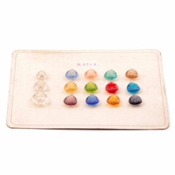 Sample card (15) Czech vintage Art Deco 1920's triangle faceted transparent glass buttons