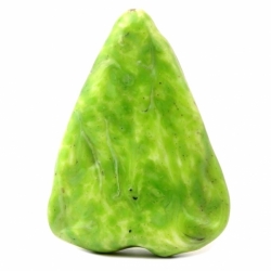 38mm vintage Czech lampwork green marbled axehead triangle art glass bead