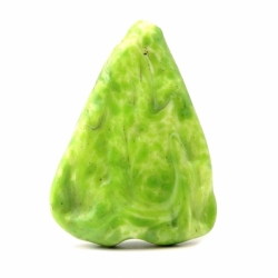 38mm vintage Czech lampwork green marbled axehead triangle art glass bead