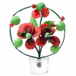 Vintage table top Czech Art Glass lampwork red poppy flowers arch ornament