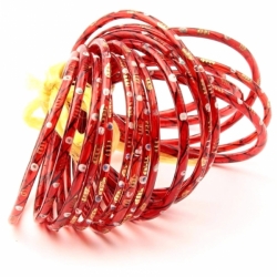 Lot (18) antique Czech gold gilt enamel filigree spiral red Art glass bangles hoops