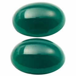 Lot (2)18x13mm Czech vintage dark chrysoprase opaline green oval glass cabochons