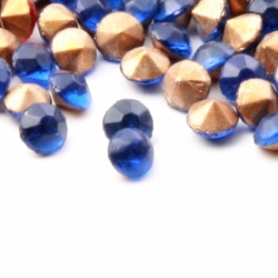 Lot (350) ss22 Czech vintage foiled sapphire blue glass rhinestones