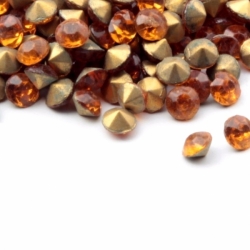 Lot (275) ss22 Czech vintage foiled amber topaz glass rhinestones