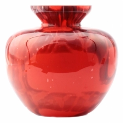 Antique Czech Ruckl Welz Style studio abstract red coral spatter art glass vase
