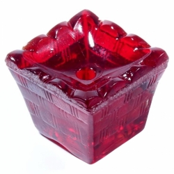 28mm Vintage Czech red art glass decorative miniature plant pot ornament
