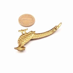 Vintage Art Deco Czech gold tone press stamped pheasant bird pin brooch element