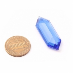 35x12mm large Czech vintage hexagon faceted sapphire blue glass rhinestone