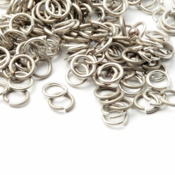 Lot (250) 7mm Vintage Czech silver tone metal jump split ring loop findings 