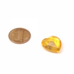 18mm large Czech vintage hand faceted honey topaz heart glass rhinestone