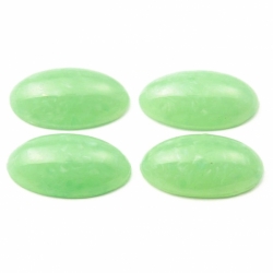 Lot (4) 24x14mm Czech vintage marble fleck pale green opaline glass cabochons