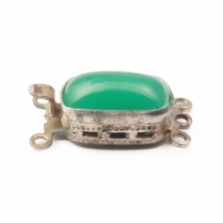 Vintage Art Deco Czech chrysoprase green opaline glass cabochon necklace clasp