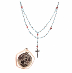 Vintage Czech silver tone Madonna rosaline glass religious rosary locket pendant