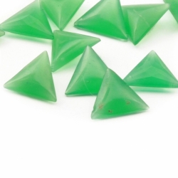 Lot (12) 12mm Czech vintage triangle chrysoprase opaline green glass rhinestones