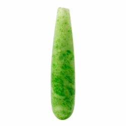 33mm Czech Art Deco green satin marbled teardrop pendant earring glass bead