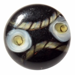 14mm Victorian antique Czech white satin eye striped black glass rosette shank button