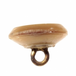 15mm Victorian antique Czech satin caramel striped art glass button