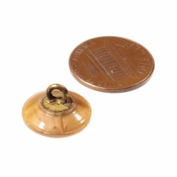 15mm Victorian antique Czech satin caramel striped art glass button