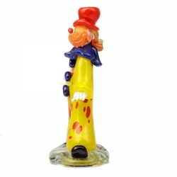 Czech vintage Zelezny Brod school of art glass yellow clown figurine Brychta