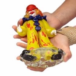 Czech vintage Zelezny Brod school of art glass yellow clown figurine Brychta