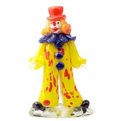 Czech vintage Zelezny Brod school of art glass yellow clown figurine Brychta