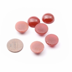 Lot (6) 16mm Czech vintage carnelian red opaline gemstone glass cabochons