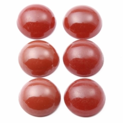 Lot (6) 16mm Czech vintage carnelian red opaline gemstone glass cabochons