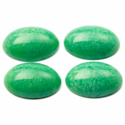 Lot (4) 25x18mm Czech vintage green marble oval glass cabochons