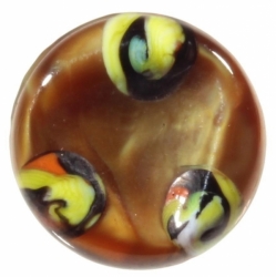 15mm Victorian antique Czech millefiori eyes satin glass rosette shank button
