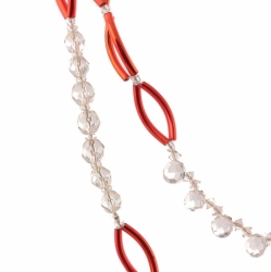 Vintage Czech 2 strand necklace crystal faceted orange lustre arc glass beads
