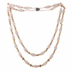 Vintage Czech 2 strand necklace rare crystal cased satin opaline bicolor glass beads