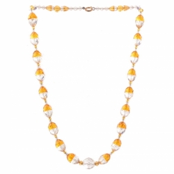 Vintage Czech necklace crystal amber topaz hand faceted glass beads