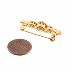 Vintage gold plated handmade bar pin brooch Czech AB rainbow glass rhinestones