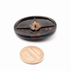 34mm Czech antique matte black pictorial mourning cameo art glass button