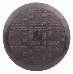 Large 49mm antique Victorian Czech faux fabric faceted black art glass button