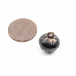 13mm antique Art Nouveau pewter lustre floral black Czech glass ball button rosette shank