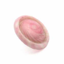 18mm Antique Czech lampwork pink spiral swirl over Uranium glass button 