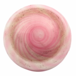 18mm Antique Czech lampwork pink spiral swirl over Uranium glass button 