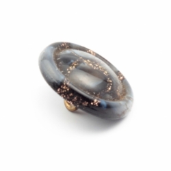 18mm Antique Czech lampwork aventurine gold black and satin marble glass button 