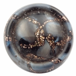 18mm Antique Czech lampwork aventurine gold black and satin marble glass button 