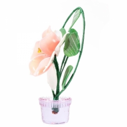 Vintage Czech lampwork Art Glass pink flower arch aqua blue pot decoration ornament